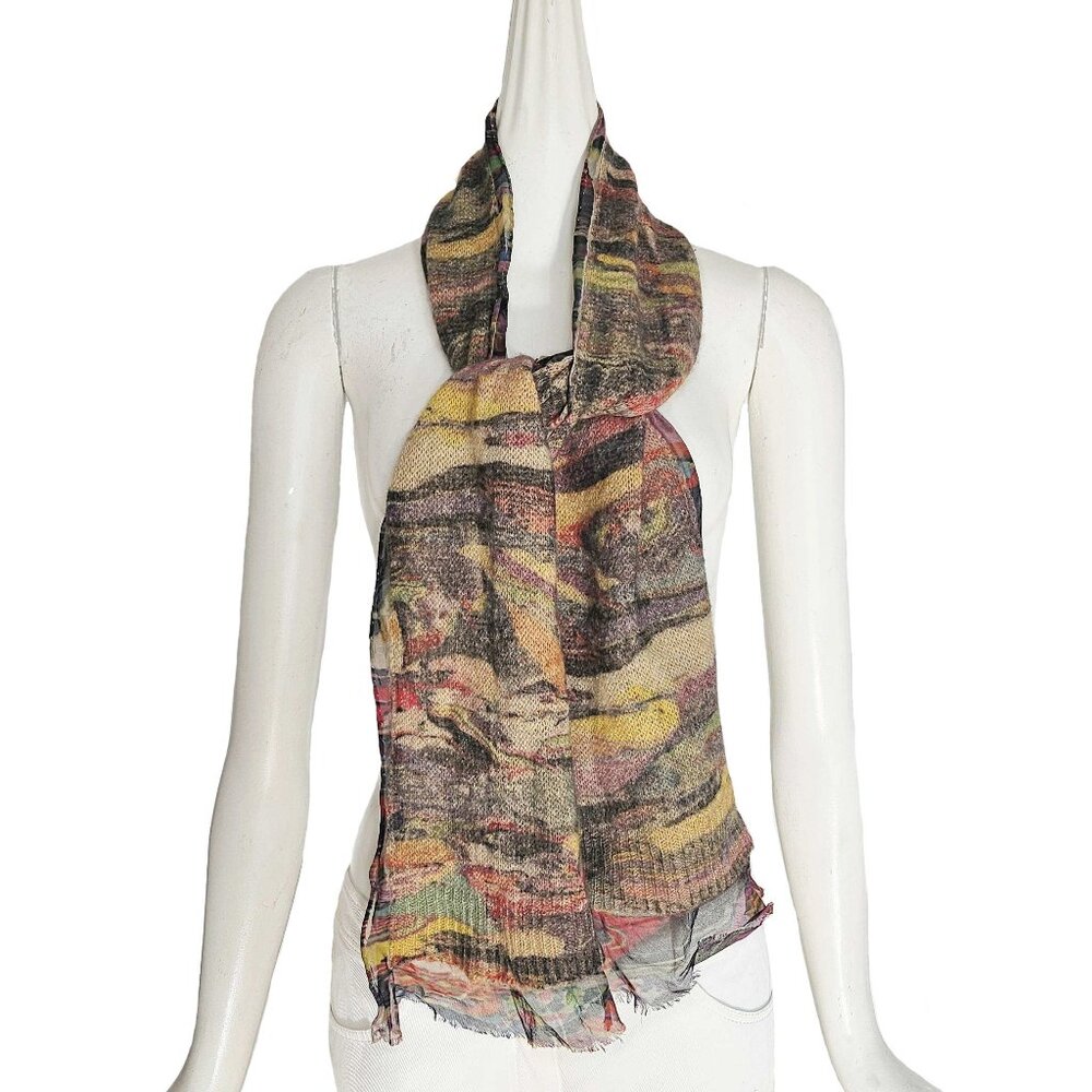 DRIES VAN NOTEN CASHMERE AND SILK MULTICOLOR LONG SCARF